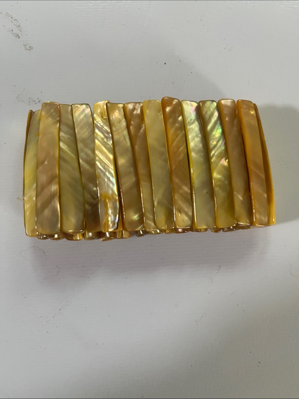 Vintage yellow abalone shell cuff bracelet